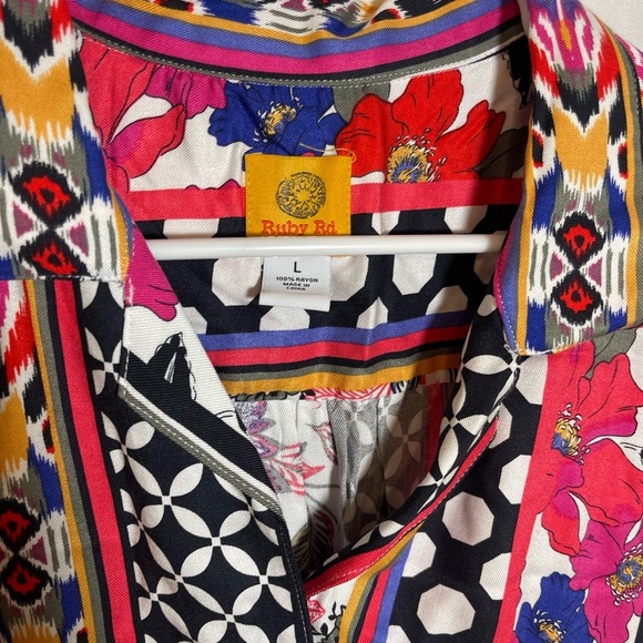 Ruby Rd. Multicolor Floral and Geometric Button Down Shirt - Picture 2 of 7